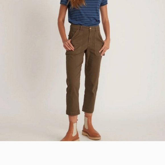 Marine Layer Maya Slim Straight Utility Pant In Olive 4 - Picture 4 of 13